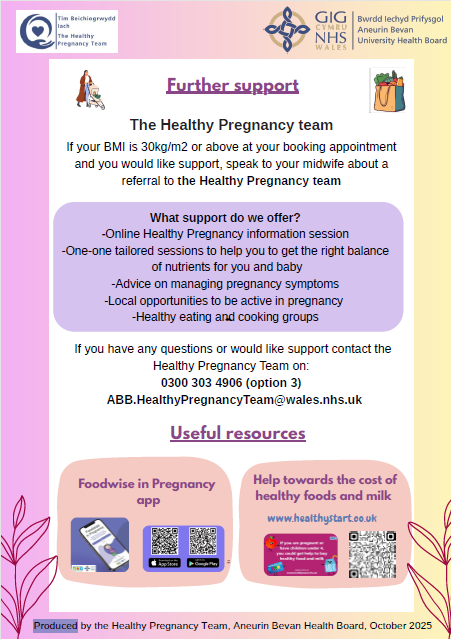 Healthy pregnancy team further support poster