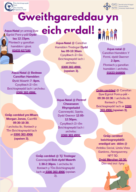 Healthy pregnancy team activities in your area poster welsh
